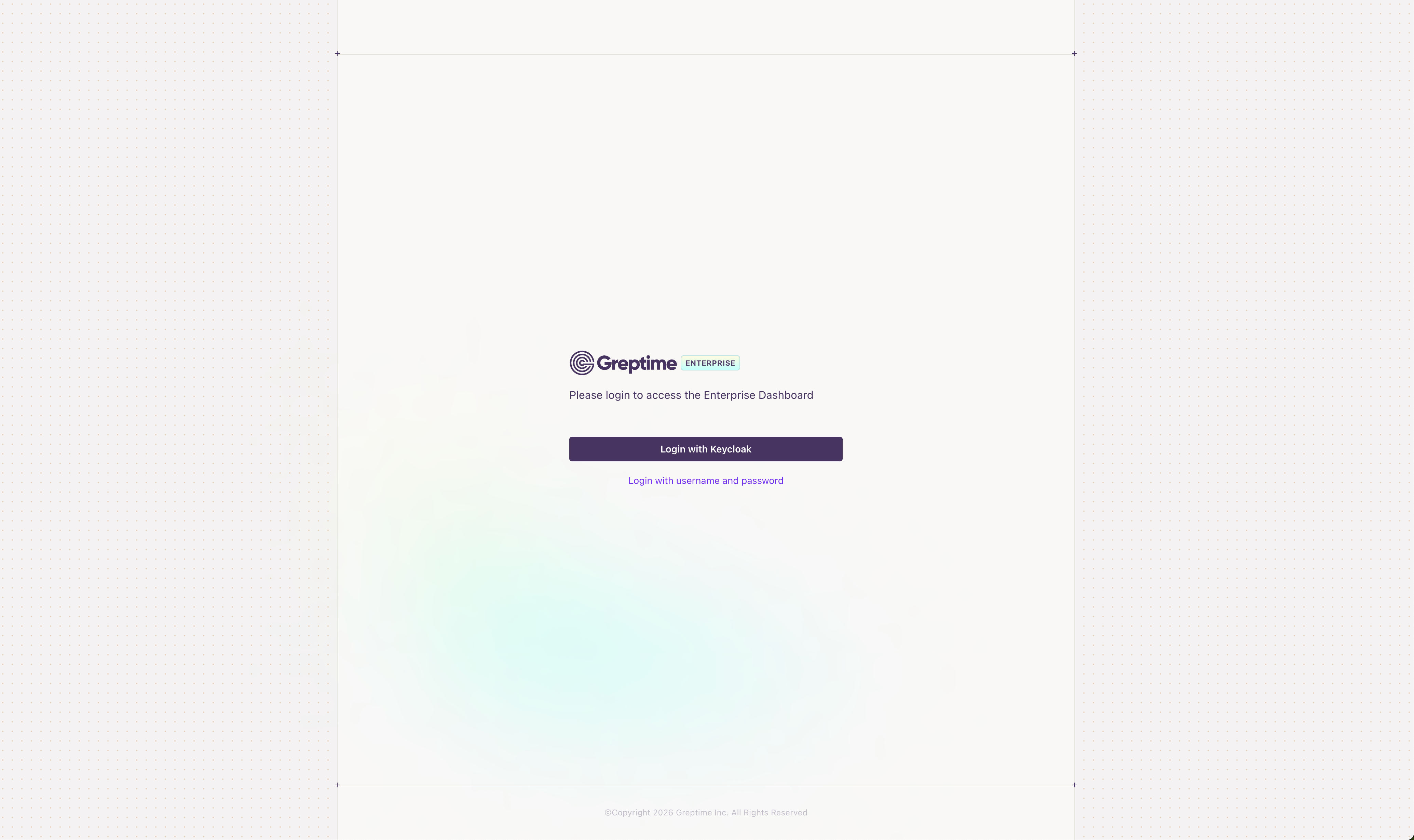Enterprise Dashboard login page with SSO and password login options